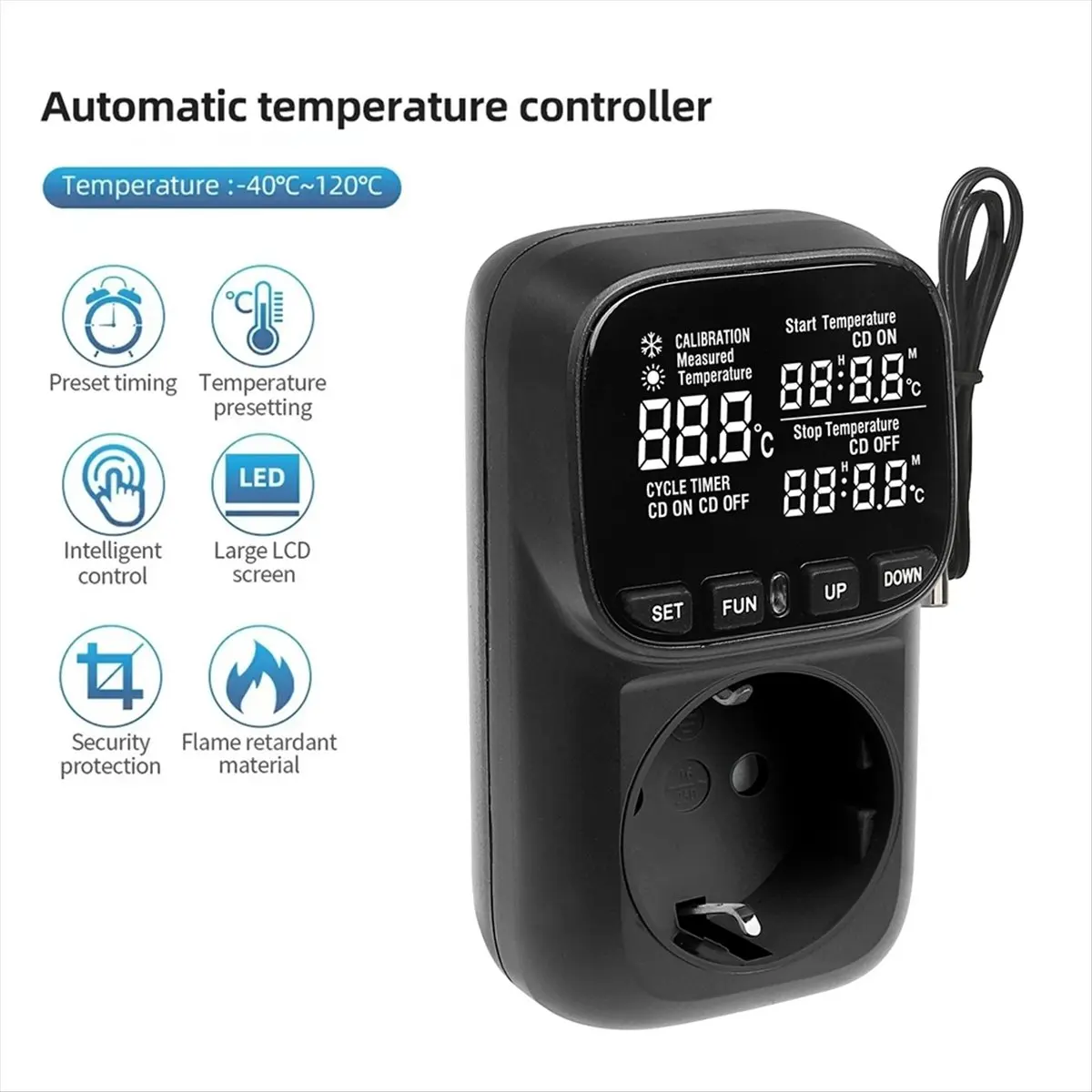

A56K Digital Temperature Controller Socket with Timer Switch Heating Cooling for Refrigerator Aquaculture 230V EU Plug