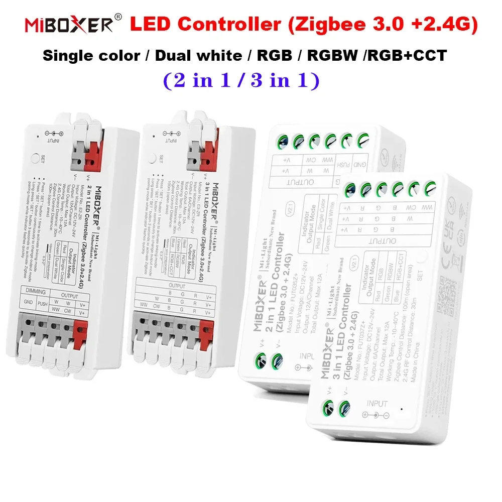 Miboxer Zigbee 3.0+2.4G LED Controller For Single color/Dual white/RGB/RGBW/RGBCCT DC12~24V