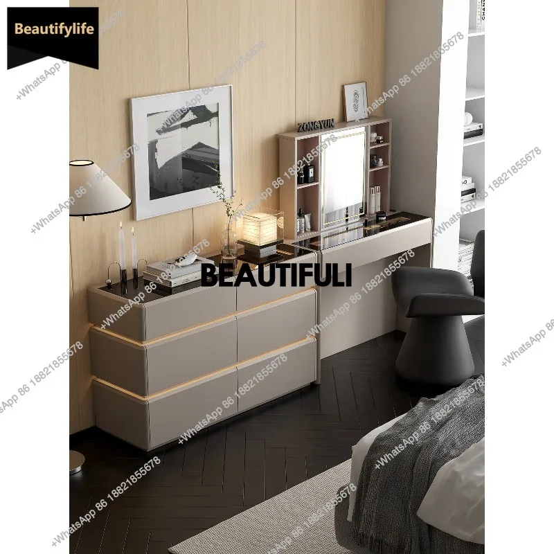 

D80 итальянский прикроватный комод с подъемником, роскошный высококачественный интеллектуальный электрический подъемный столик для макияжа для спальни