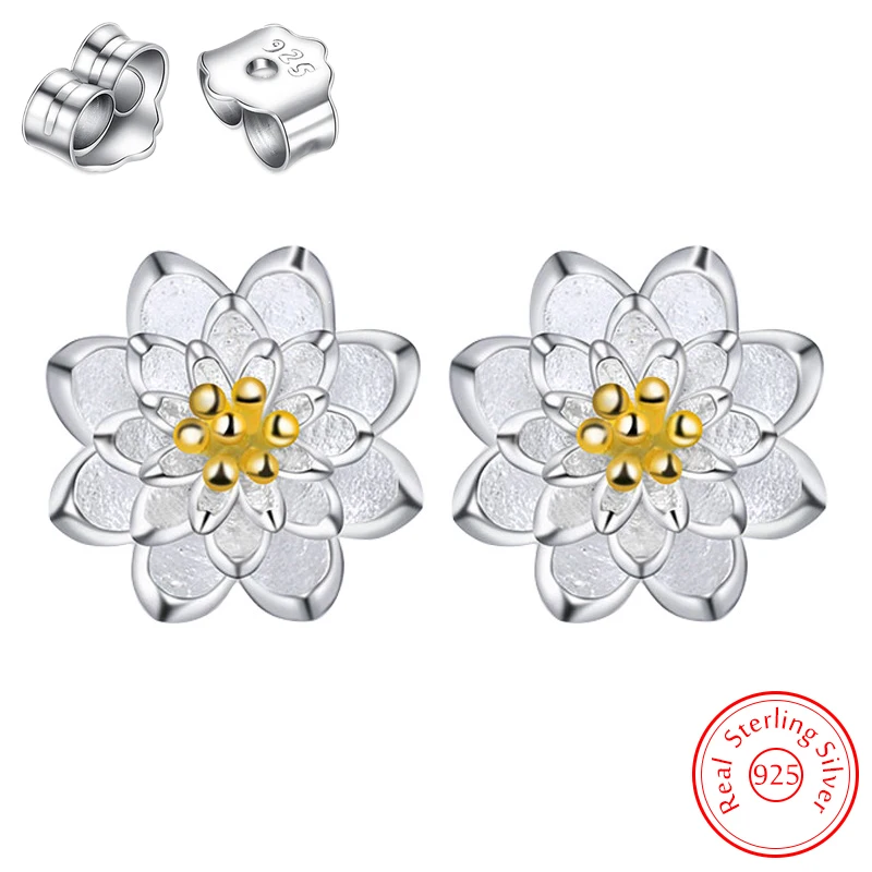 

Solid 925 Sterling Silver Lady's New Fashion High-quality Jewelry Flower Stud Earrings XY0240