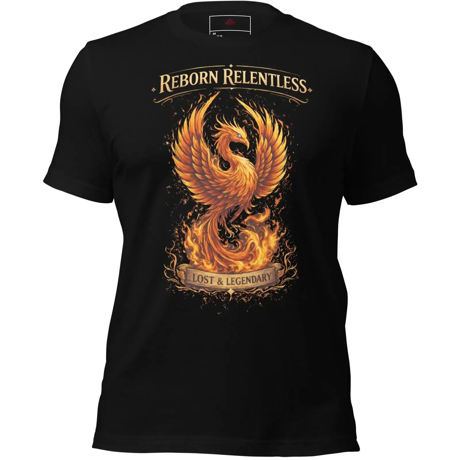 Reborn Relentless Fire Phoenix T Shirt Mythical Lost Legendary Bird Print Dark Aesthetic Streetwear Casual vintage Washed