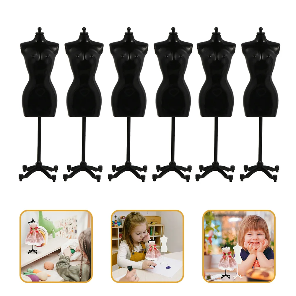 6 Pcs Bracket Mini Clothing Stands Skirt Hangers Girl Dress Supports Mannequin Model Display Models Plastic Black