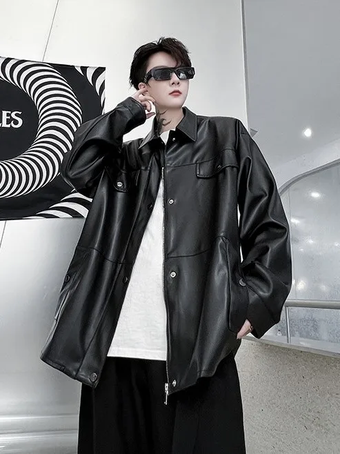 

Мужская повседневная куртка из искусственной кожи в американском ретро-стиле, модная свободная верхняя одежда для молодежи, осенняя коллекция