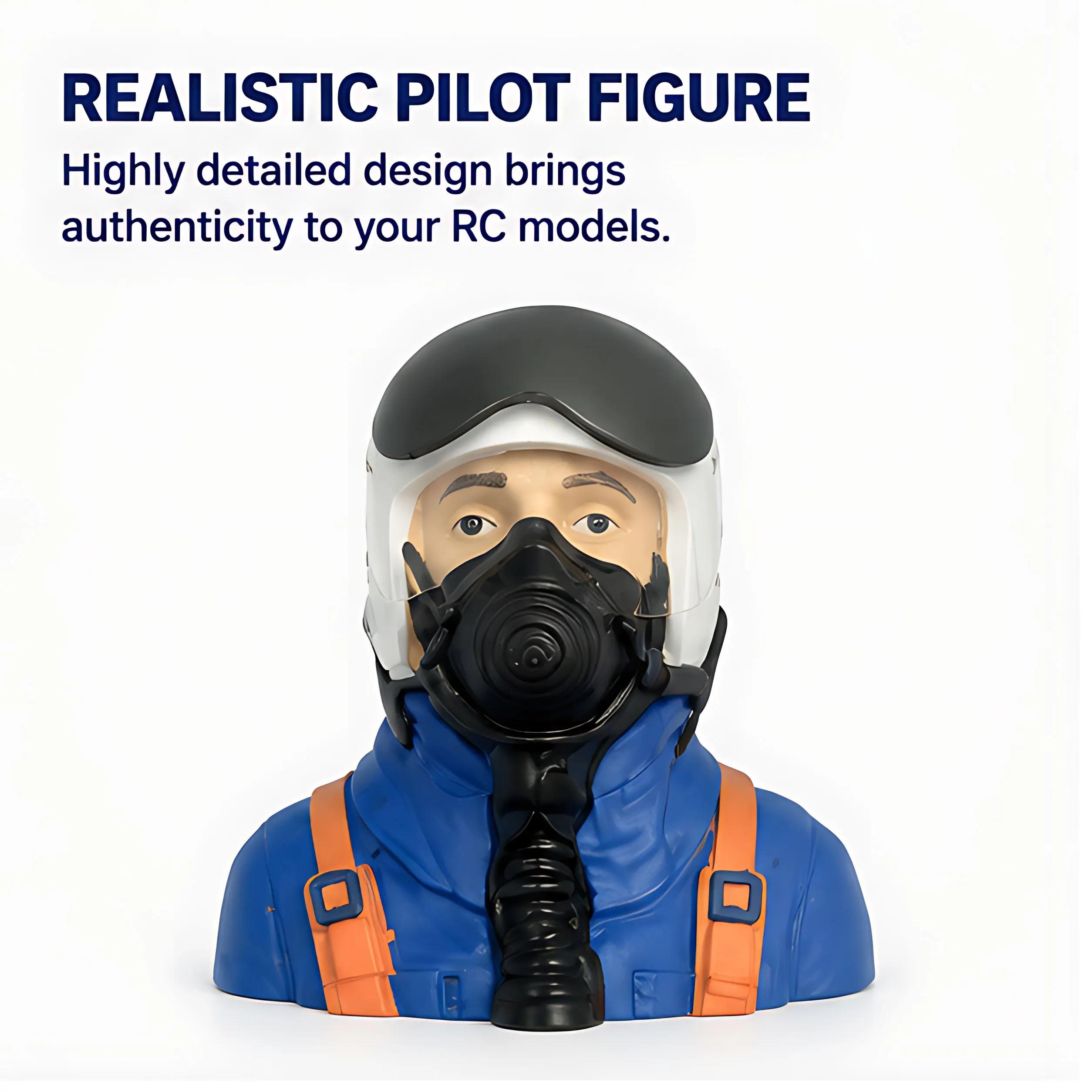 XAERO 1/6 Scale Blue Helmet Jet Pilot Head Figure for RC Airplane Cockpit