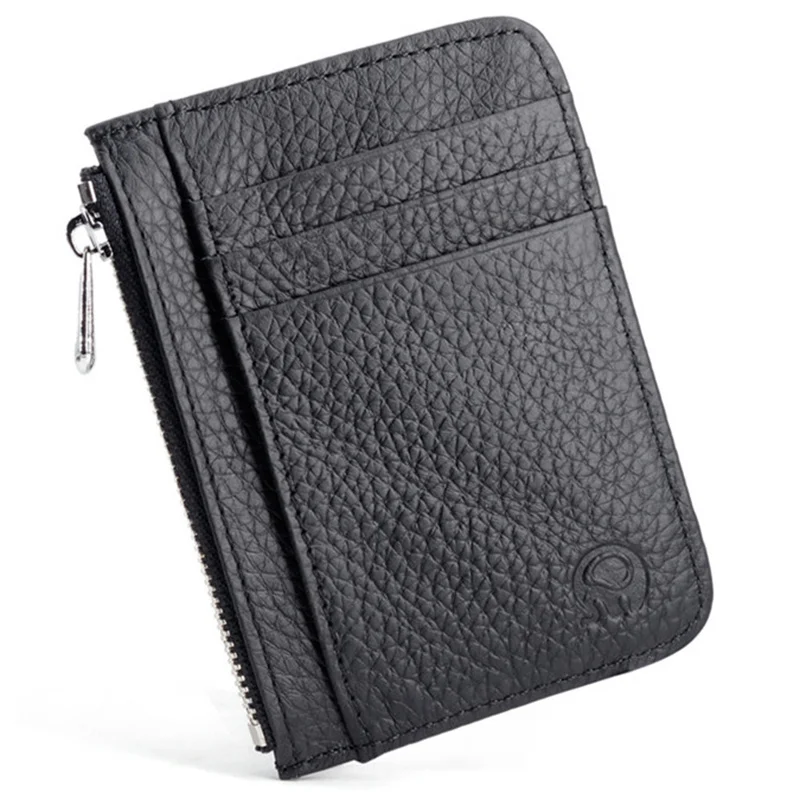 Slim Bank Credit Card Holder Top Layer Leather Thin ID Cards Coin Pouch  Women Case Bag Wallet Organizer Men Business Card Cover