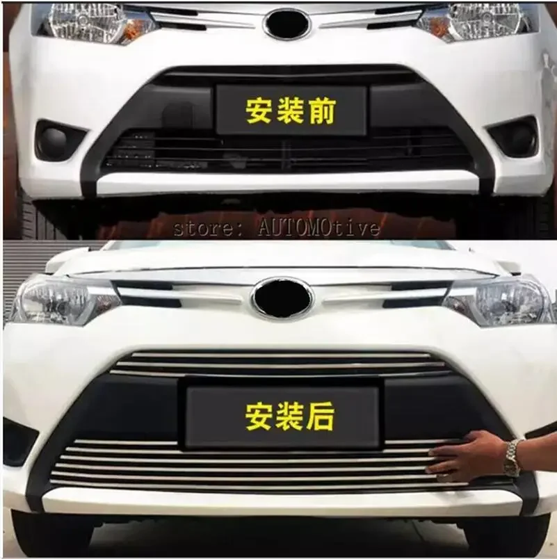 

For Toyota Vios/Yaris Sedan 2014 2015 2016 High quality stainless steel Front Grille Around Trim Racing Grills Trim