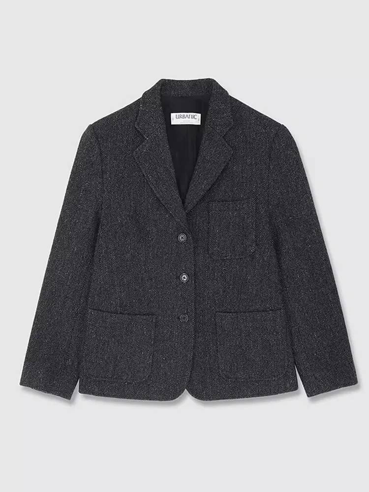 

Женский шерстяной пиджак-жакет 30: Новинка осенне-зимнего сезона, повседневный, приталенный, для работы и отдыха, с пуговицами, теплый, с длинными рукавами