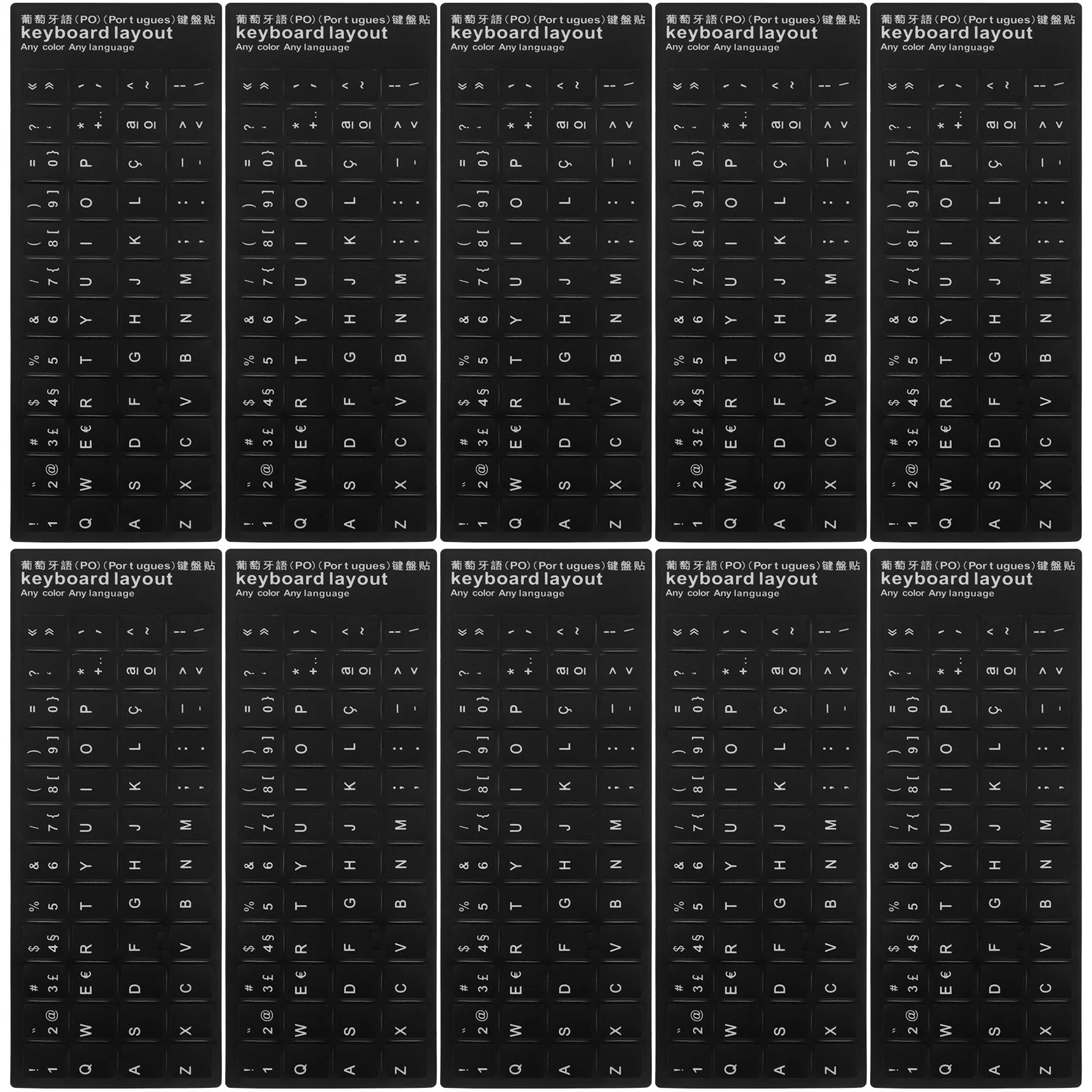 

10Pcs Replacement Keyboard Stickers Black Base White Print Long-Lasting Adhesive Universal Fit for Laptop Notebook Keys