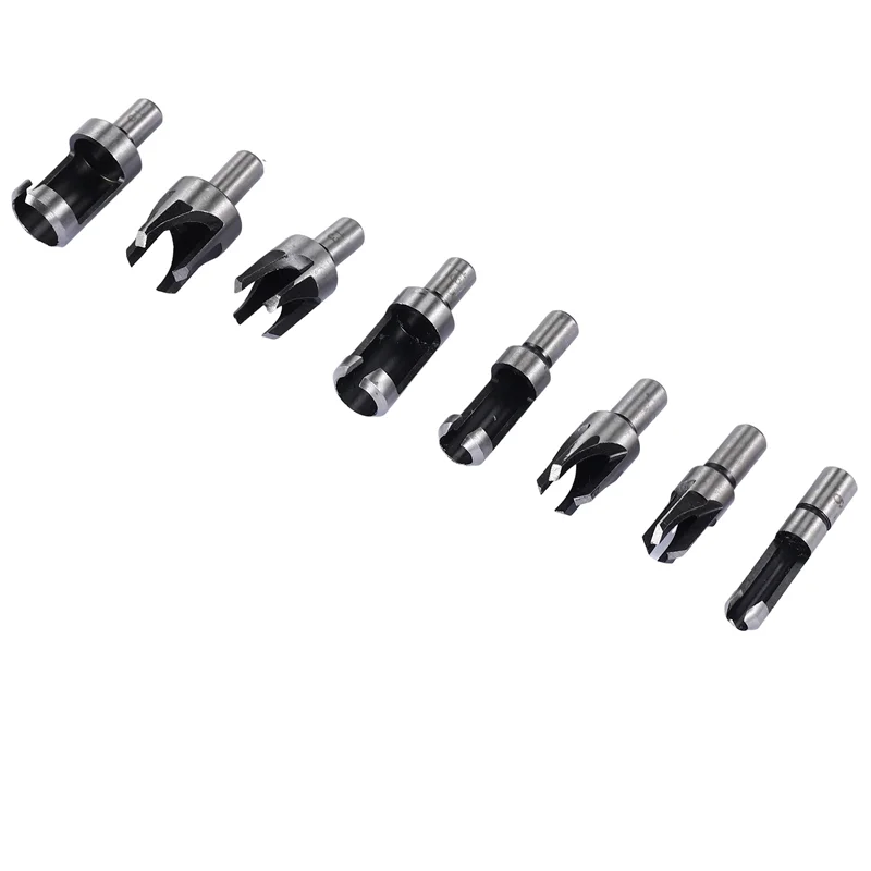 

SYW-14 Pcs Wood Plug Hole Cutter Chamfered Plug Cutter Drill Bits Five-Slot Countersink Drill 1/4 Inch Hex Spanner Tool Set