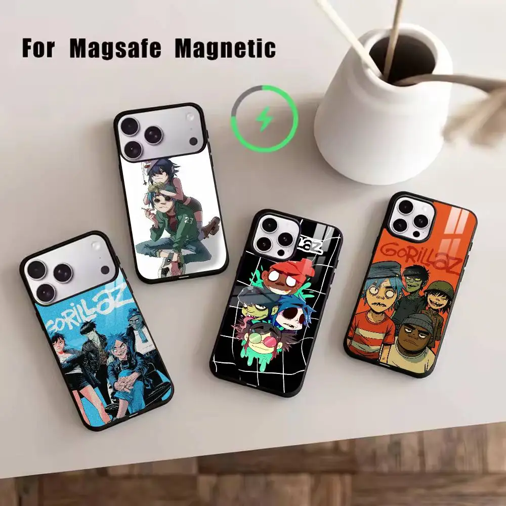 

C-Gorillaz Anime Phone Case For iPhone17,16,15,14,13,12,11 Plus,Pro Magnetic with Magsafe Wireless Charging