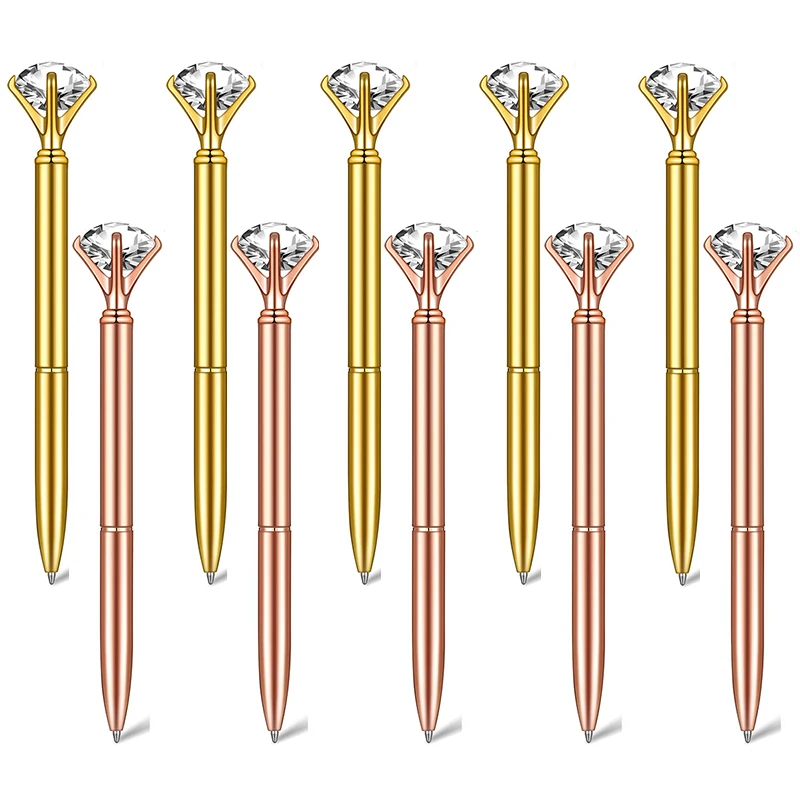 

10Pcs Metal Ballpoint Pens Crystal Diamond Pen