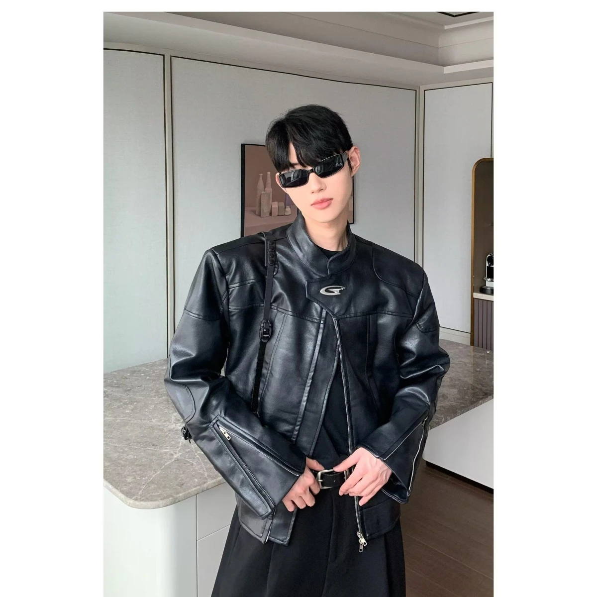 

Spring Autumn Loose Men's Jaet Cool Street Sle Harajuku Trendy Korean Version Casual Coat Stand Fit Long Sve Pure C...