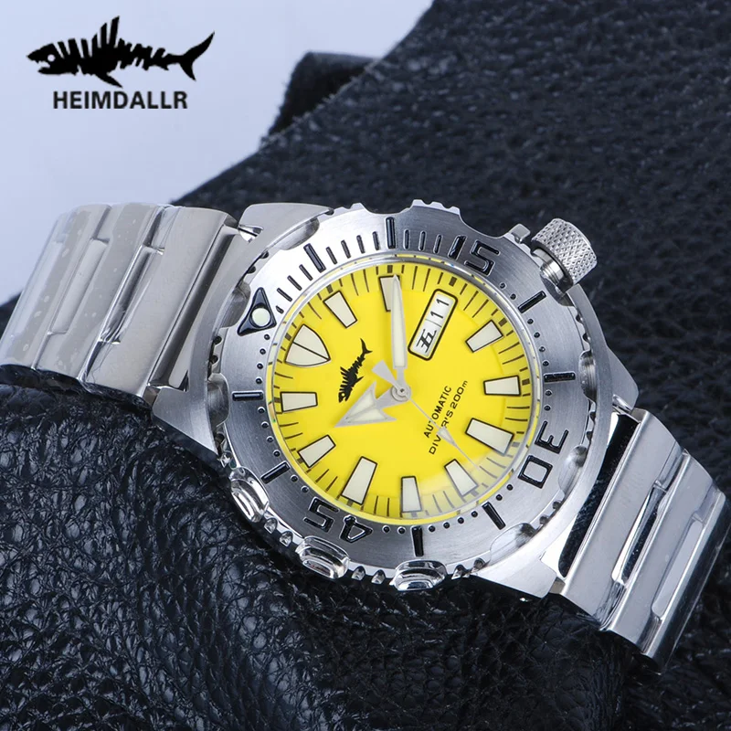 Heimdallr Monster Retro Automatic Watch Men NH36A Men\'s Mechanical Watches Sapphire Glass C3 Super Luminous Diving Watch 200M