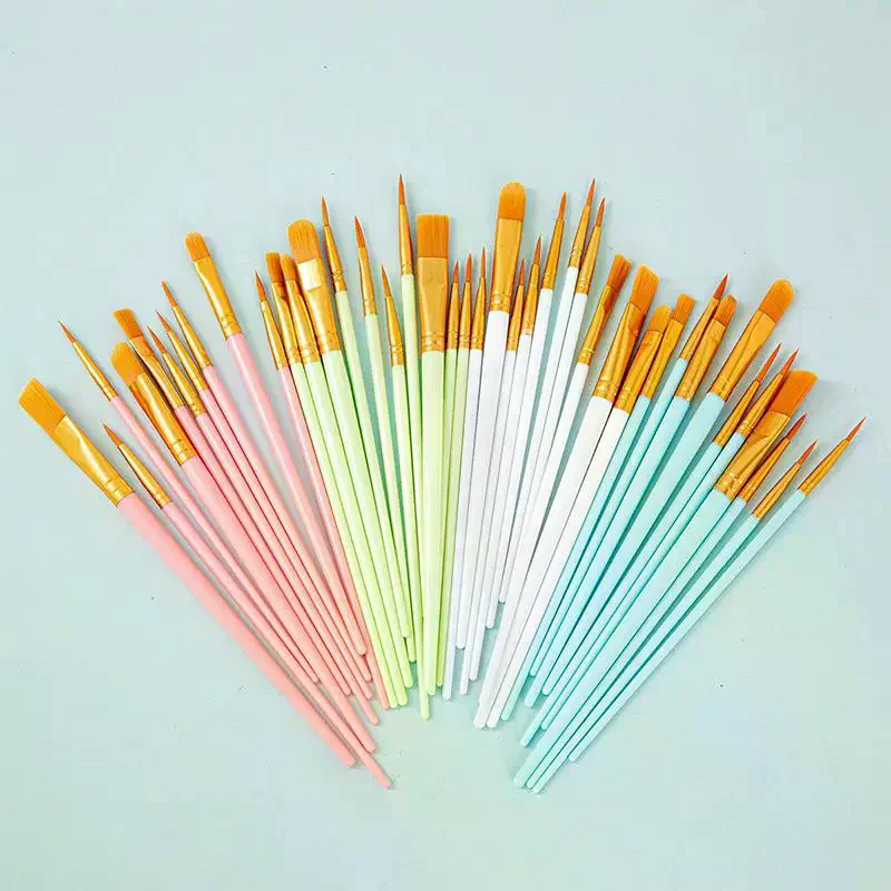 Watercolor Brush Set Nylon Bristles Plastic Handle Art Painting Brushes for Gouache Oil Acrylic Home School DIY Projects