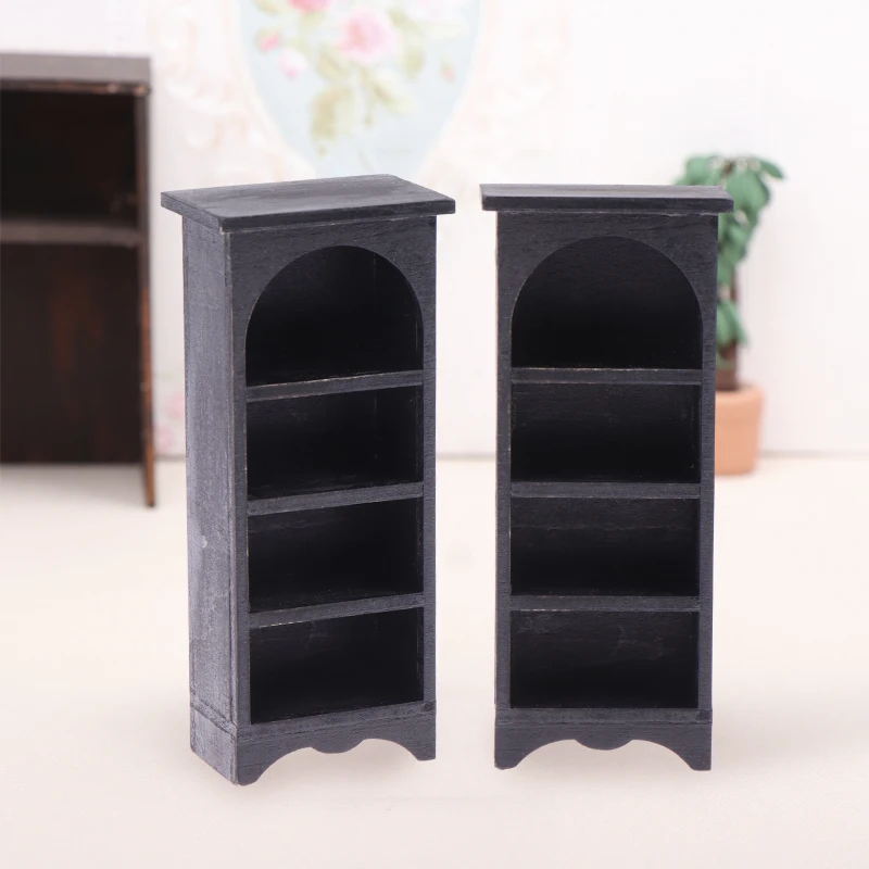 1:12 Dollhouse Miniature Bookcase Storage Rack Multifunction Mini Wooden Cabinet Display Shelf Cupboard Furniture Model Toys