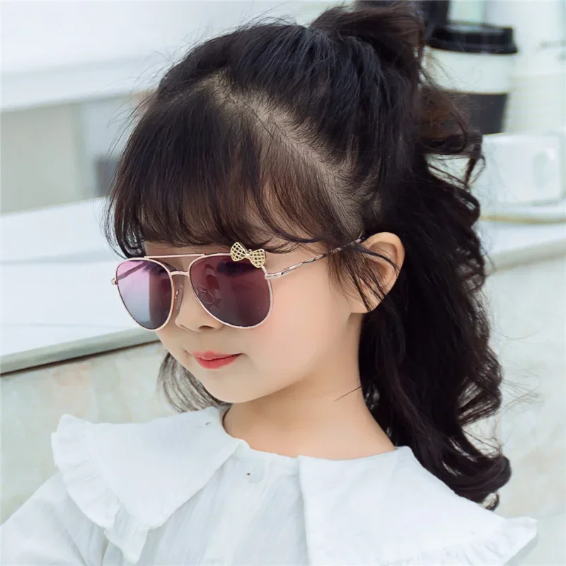 Cute Kids Sunglasses Metal Frame Children Sun Glasses Fashion Girls Outdoor Cycling Goggles Party Eyewear Photography Supplies