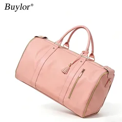 Buylor, bolsa de almacenamiento plegable de viaje de PU para traje, bolsa de lona de gran capacidad, bolso de mano para mujer, bolsa de gimnasio impermeable, bolsa de Fitness al aire libre