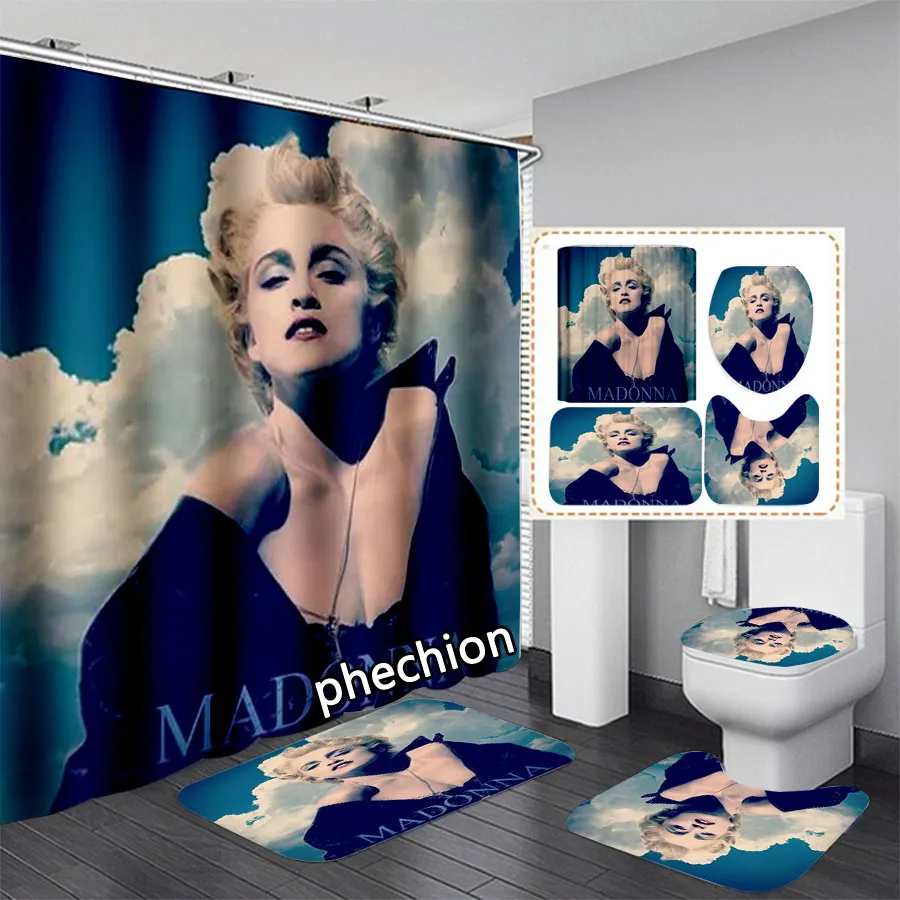 3D Print Madonna Comic Cover Shower Curtain Waterproof Bathroom Curtain Anti-slip Bath Mat Set Toilet Rugs Carpet VC04
