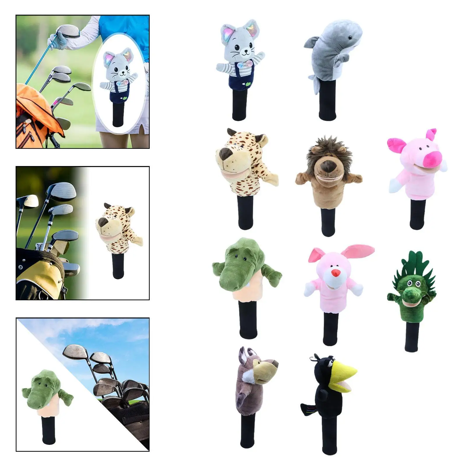 واقي غطاء رأس جولف من القطيفة على شكل حيوان لملعب الجولف والرياضة الخارجية #4