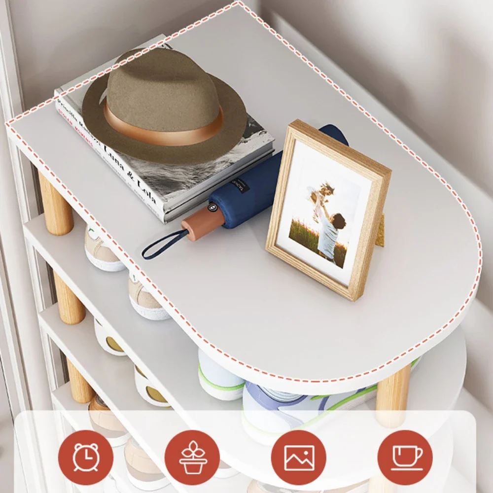 رف الأحذية الخشبي متعدد الطبقات حامل منظم مضاد للاهتزاز توفير المساحة سهل التجميع رف أحذية بسيط من الخيزران المنزلي #3