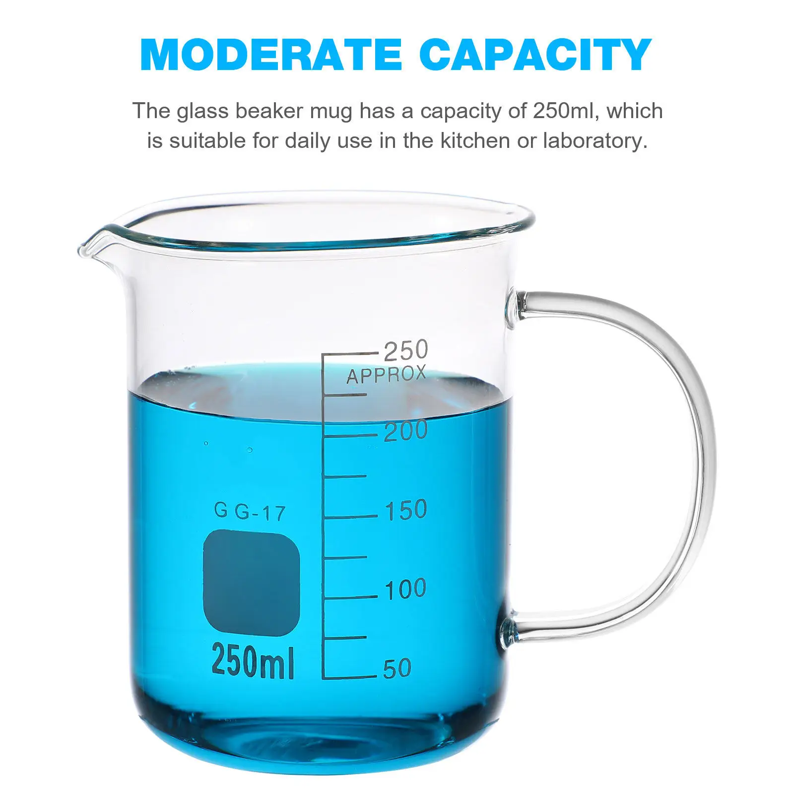 250Ml Science Mug Beaker Coffee Cup Glass Measuring Beaker with Ergonomic Handle Lab Kitchen Baking Chemistry Gift Idea