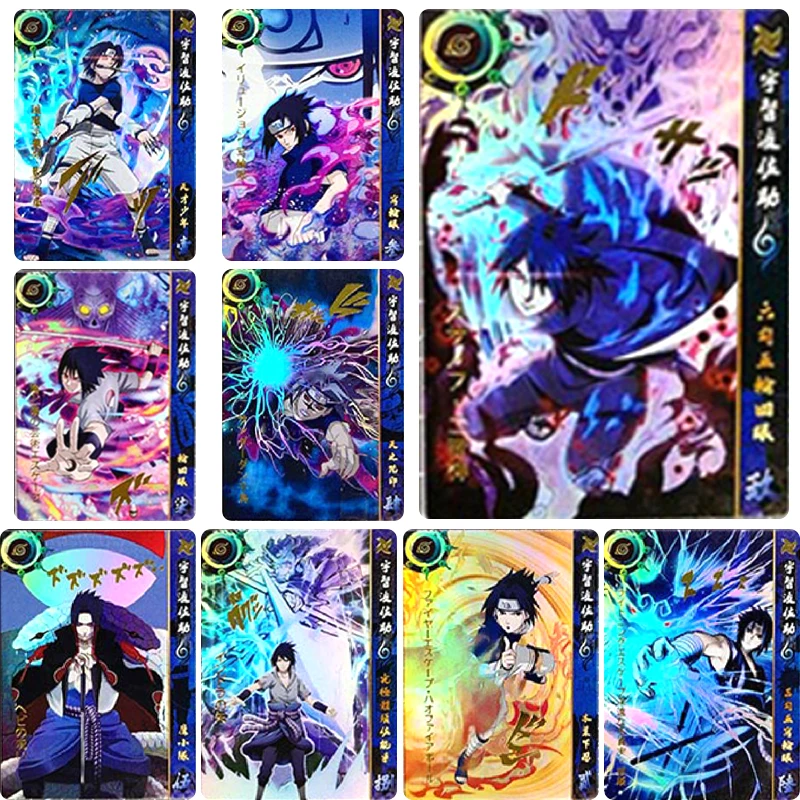 

9Pcs/set Naruto Anime Characters Uchiha Sasuke DIY Homemade Flash Card Christmas Birthday Gift Game Toys Collection Card