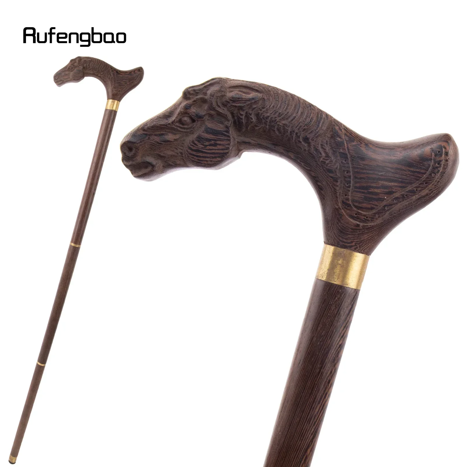 

Horse Brown Wooden Fashion Walking Stick Decorative Vampire Cospaly Party Wood Walking Cane Halloween Mace Wand Crosier 90cm