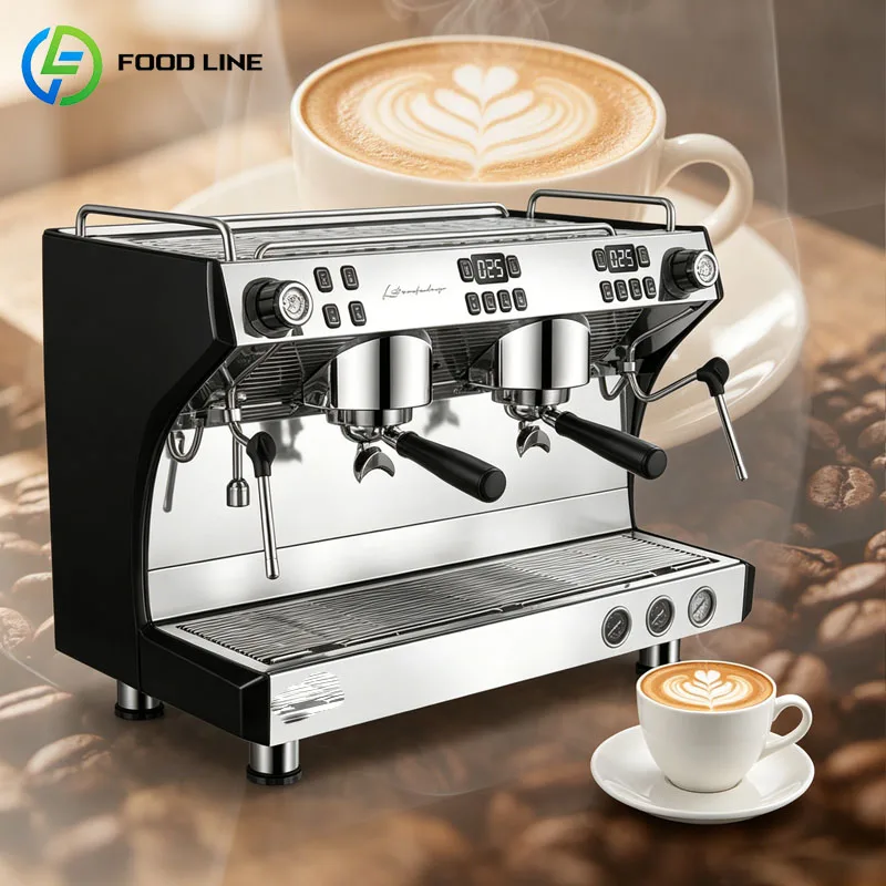 Heavy Duty 2 Groups Espresso Machine Coffee Barista Automatic Grinder Touchscreen Cafe Commercial Customized