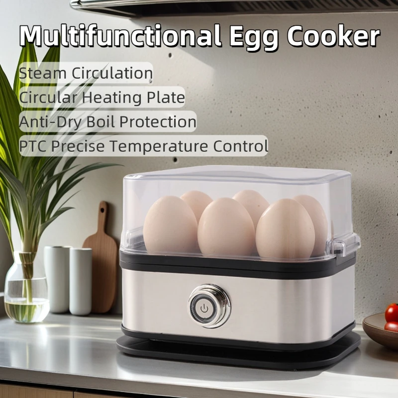 1PCNew Multi functional household small automatic closing food steamer electric egg boiler with 6egg capacities for boiling eggs