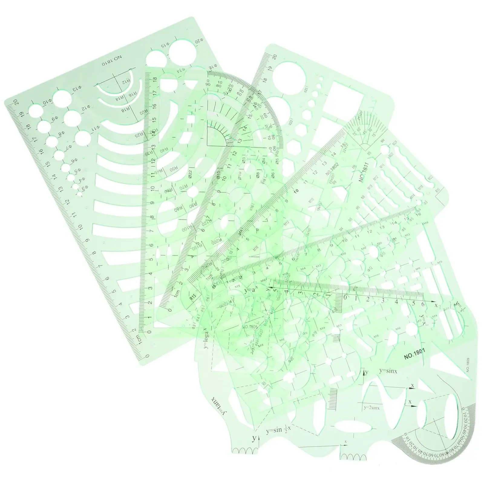 

6 Pieces Geometric Drawing Templates Set Plastic Stencils Circle Ruler Drafting Tools Architecture Design Templates Measuring