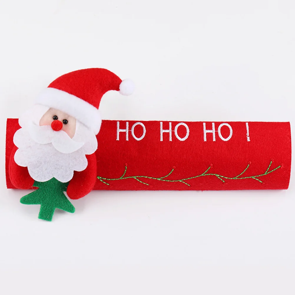 2Pcs Refrigerator Handle Protector Felt Covers Christmas Santa Design Kitchen Appliance Door Protectors Stain Water Fingerprint