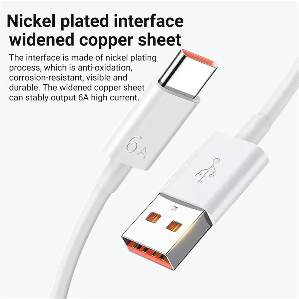 66W USB Charger Fast Quick Charging EU/US Plug Mobile Phone Wall Charger 6A Type C Cable For Xiaomi 15 Huawei Mate 50 60 Honor