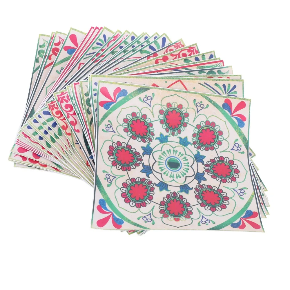 24Pcs Waterproof PVC Tile Stickers 15x15cm Floral Pattern Tile Decals Self Adhesive Self Adhesive Tile Decals Schools,
