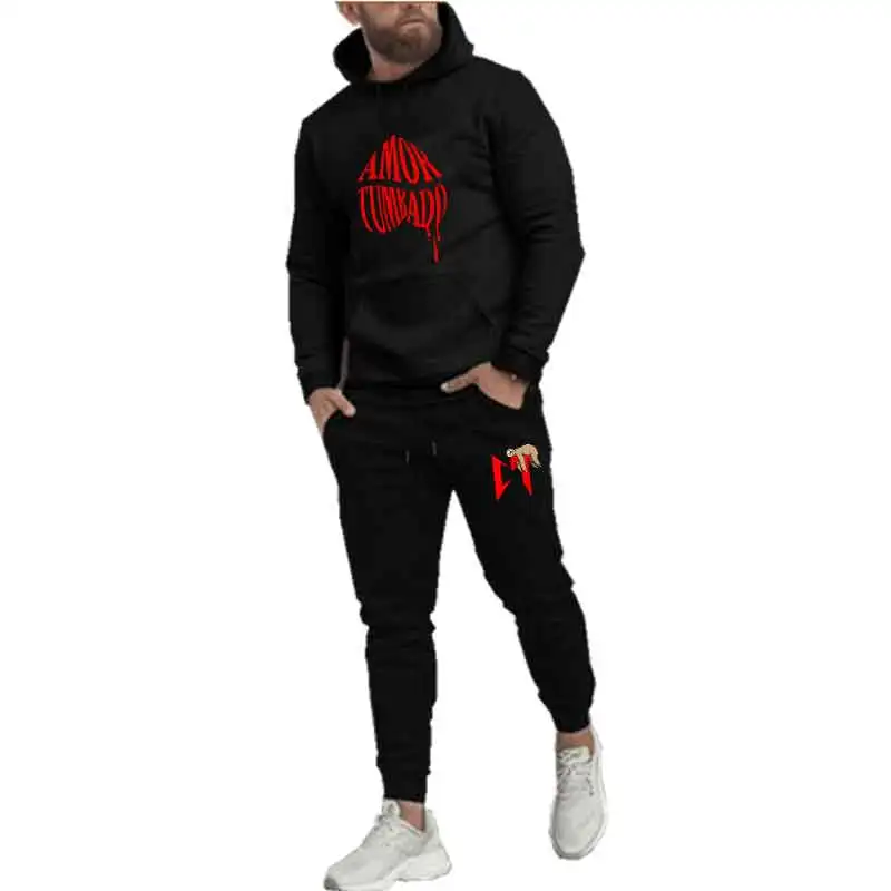 

2025 Autumn-Winter New Style Men's and Women's Couple Long-Sleeved Hooded Sweatshirt + Casual Pants Fitness and Sports Set Outdo