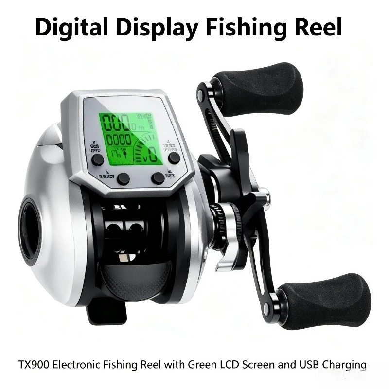 New Electronic Baitcasting Reel, Digital Display Fishing Reel with Temperature Time Function, Freshwater Saltwater