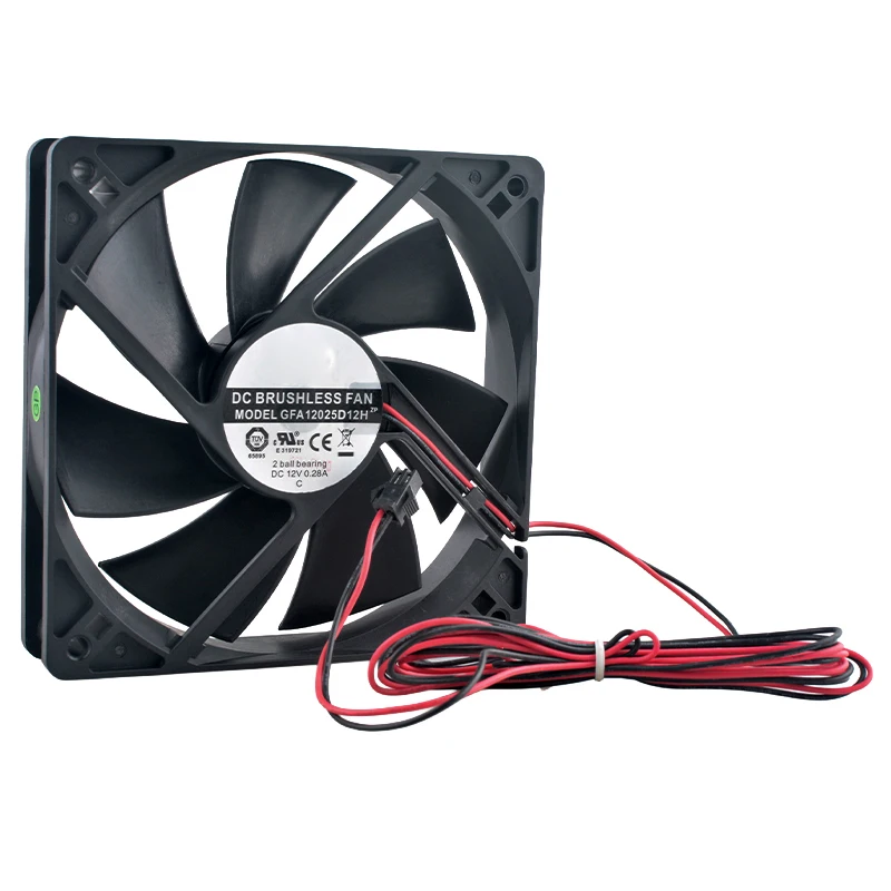 

(2pcs) GFA12025D12H 120mm Dual Ball Bearing High-Speed Cooling Fan DC12V 0.28A 120x120x25mm for Power Supply