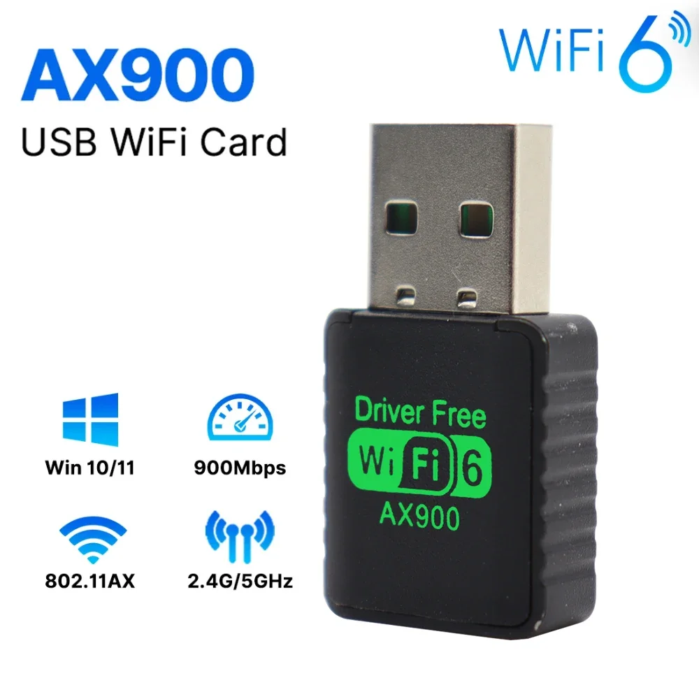 AX900 USB Adapter WIFI 6 External Wireless Network Card 2.4G&5GHz Wi-Fi USB For PC Laptop Win10 11 Driver Free