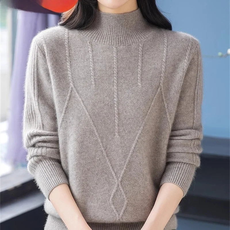

Women's Knitted Sweater f High Collar Autumn Winter New Sle Dongguan Daliang Woolen Weaving Store Front Long Sve Crew...