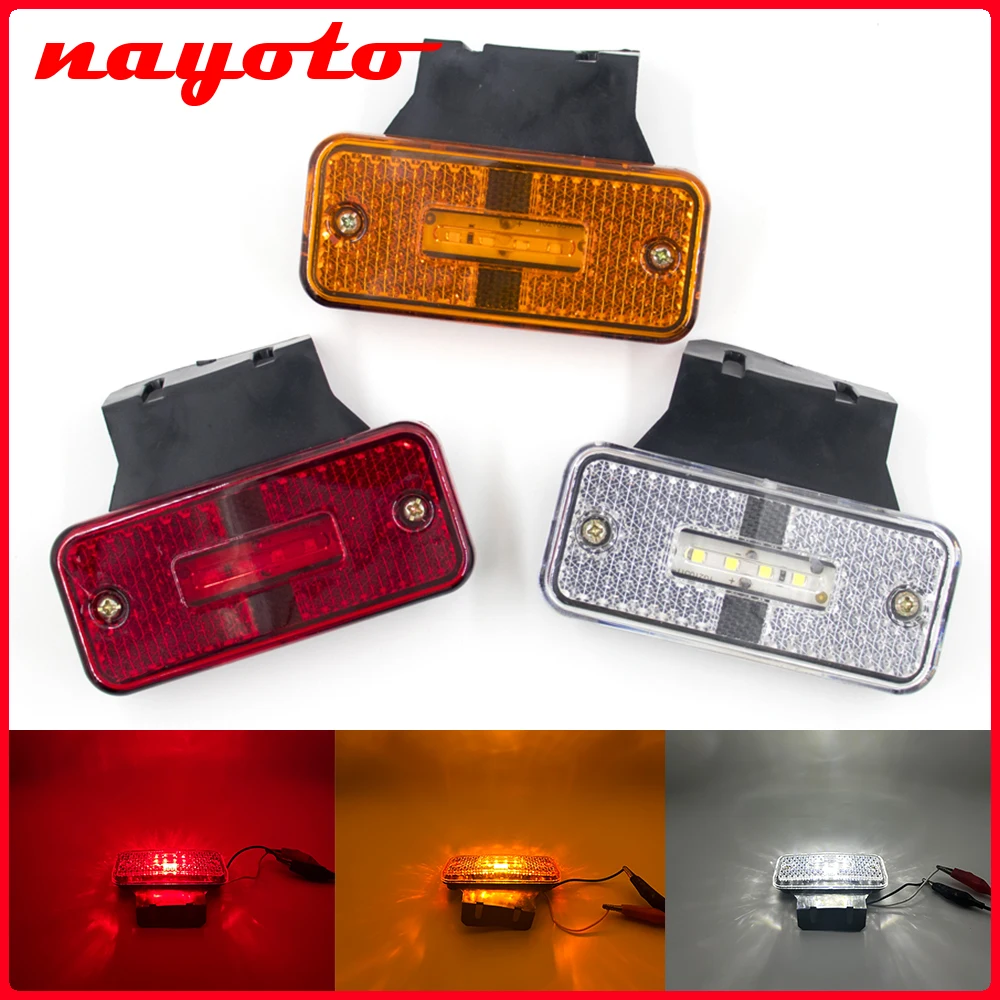 4 LED Side Marker Indicator Light 12V 24V Truck Trailer LED Amber Side Markering Clearance Light Chrome for Freightliner