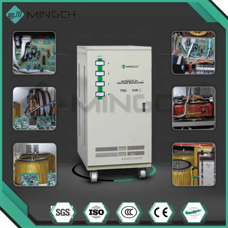 SVC Three Phase TNS Power Stabilizer 220v Voltage Regulator 30kva 380V 440V 25kva 40kva Power Stabilizer Voltage Regulator