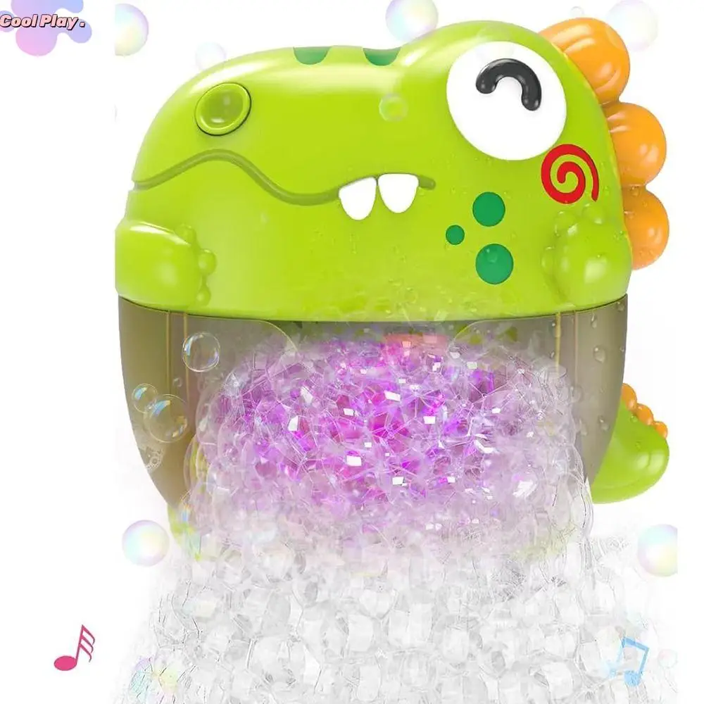 

Music Dinosaur Bubble Machine Waterproof 4 Lights Electric Baby Bath Toys Stable One-touch Button