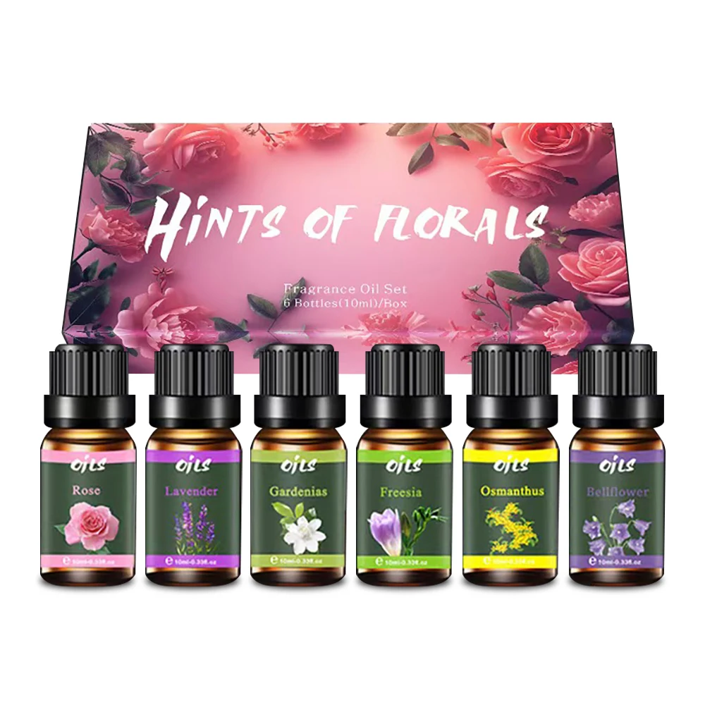 

6 Natural Fragrances (Lavender, Rose, Osmanthus) Aromatherapy Oils for Home 6-Piece Essential Oil Set for Diffusers