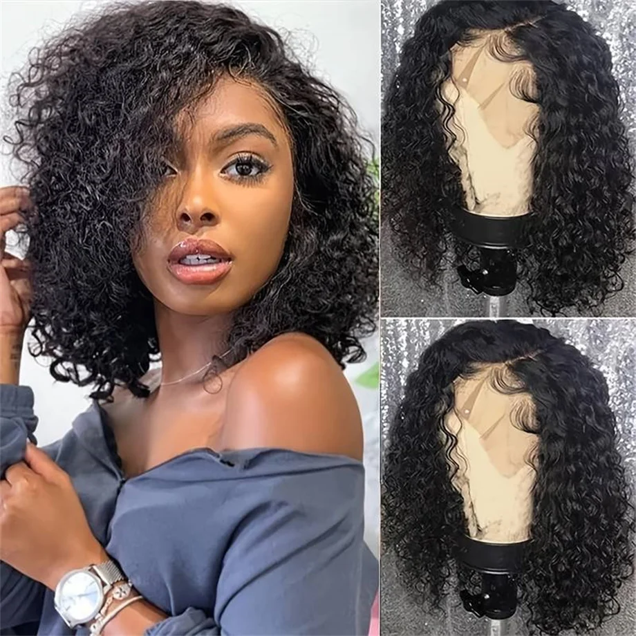 Water Wave Glueless Wig Pre-Cut HD Lace Wig 180% Pre-Plucked Natural Wave Glueless Curly Human Hair Wigs For Women