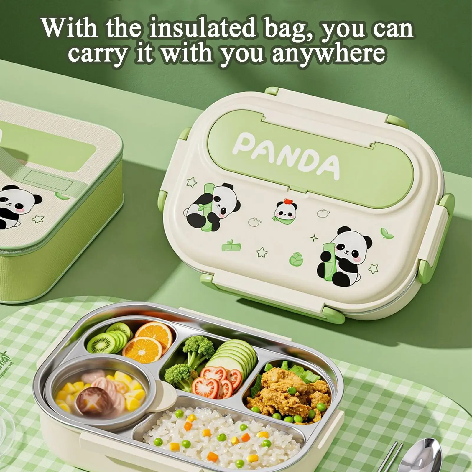 

Lunch Box Set Insulated Box Cartoon Lunch Containers Food Containers Snack Holder Stainless Steel For Picnic Boys Girls Outdoor