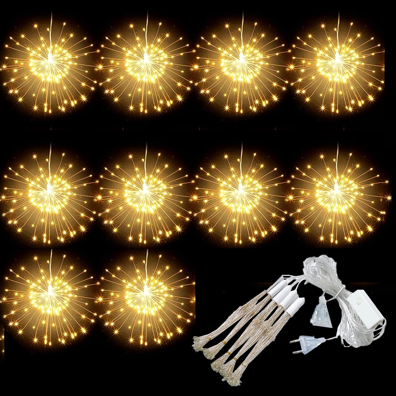 

5/10Pack Connectable LED Firework Lights Outdoor Plug in Starburst String Lights Waterproof Christmas Garland Fairy Light