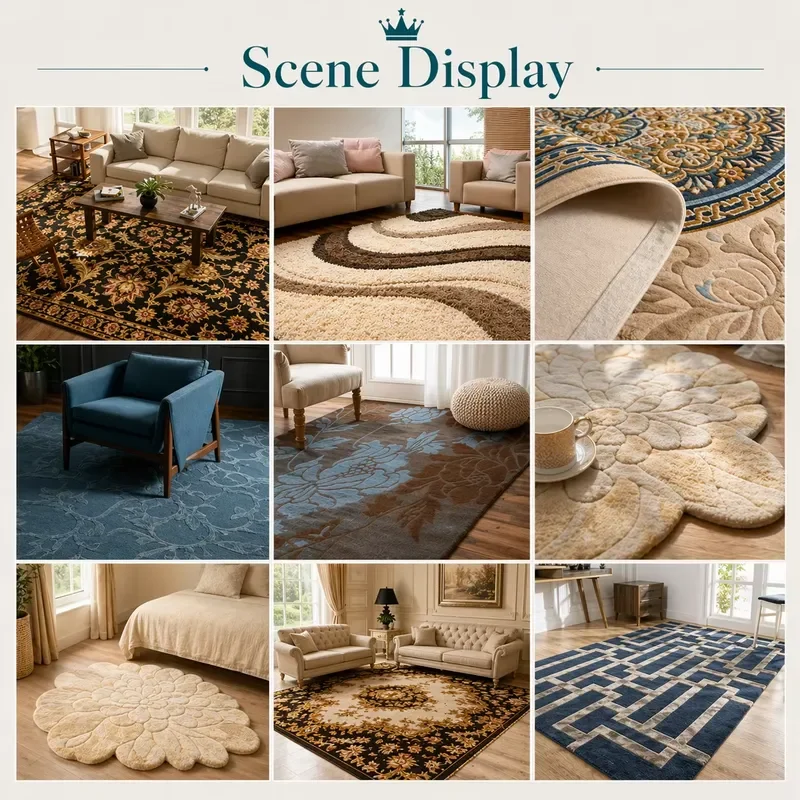 AUTOVI Luxury Handmade Round Hand Tufted Wool Carpet High Quality Living Room Bedroom Handgetuft Tapij