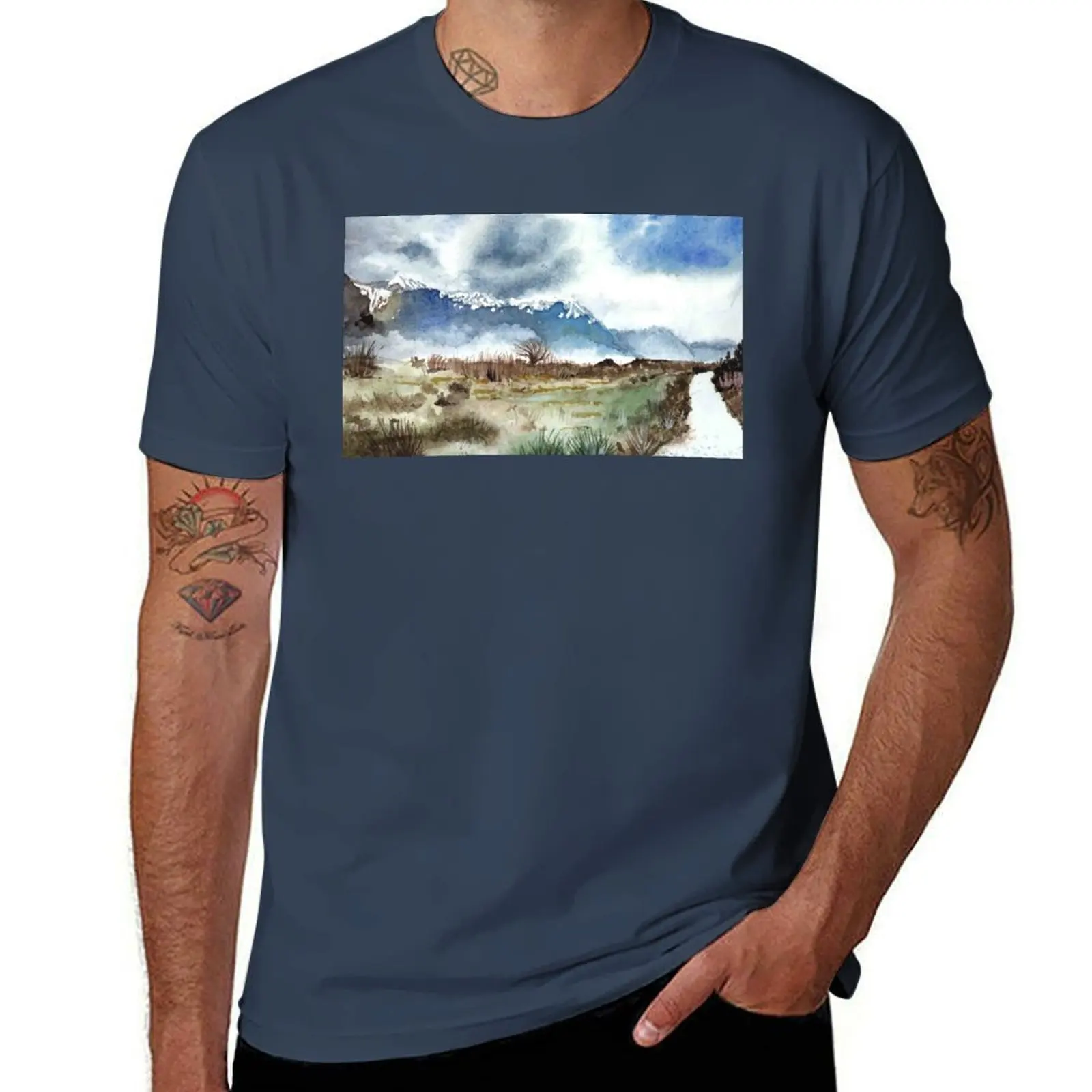 

Kopie von Dart River - watercolour painting T-Shirt Thanksgiving Day Tee Top