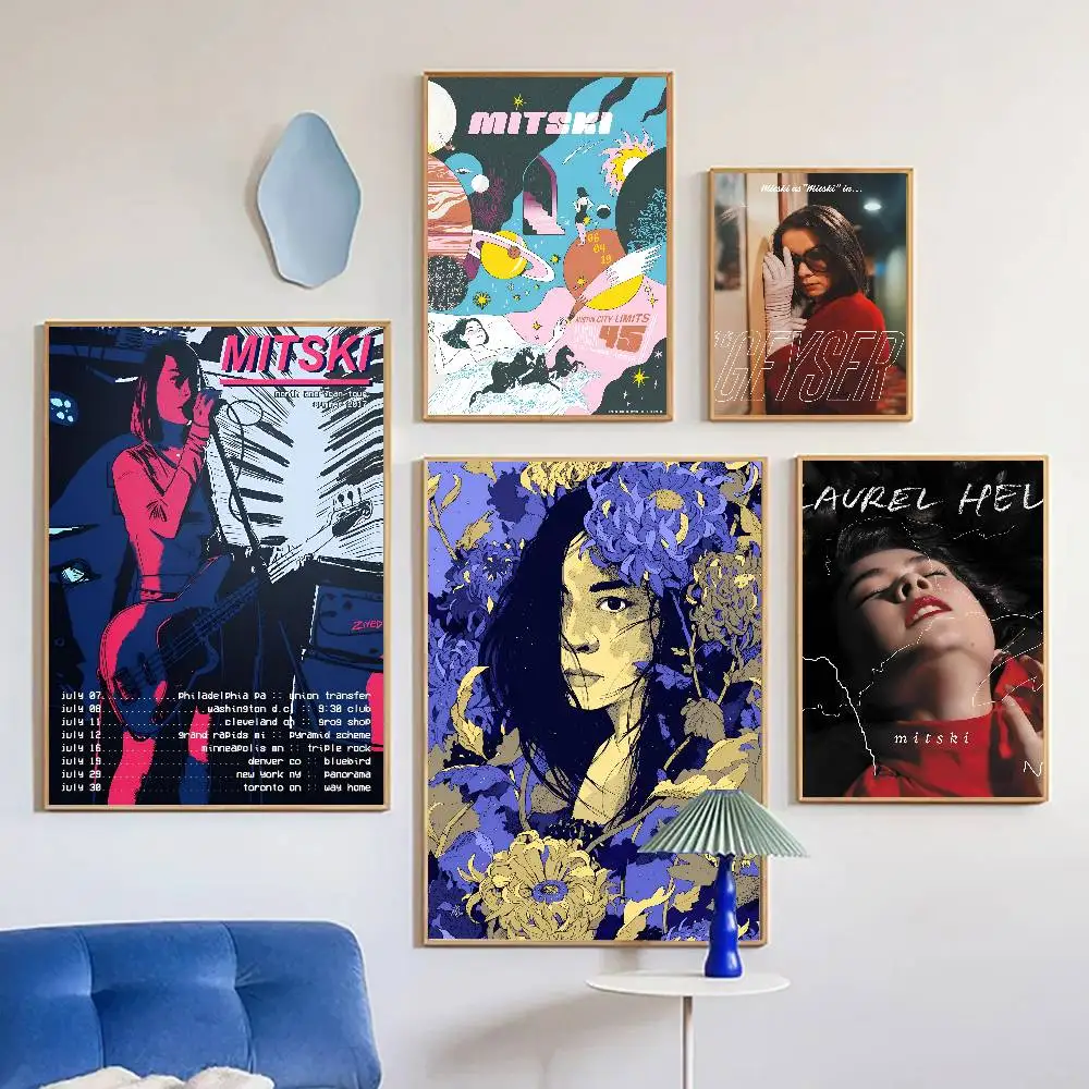 Hip Hop Singer Mitski Poster Self-adhesive Art Room Entrance Restaurant Wall Decor Art Painting