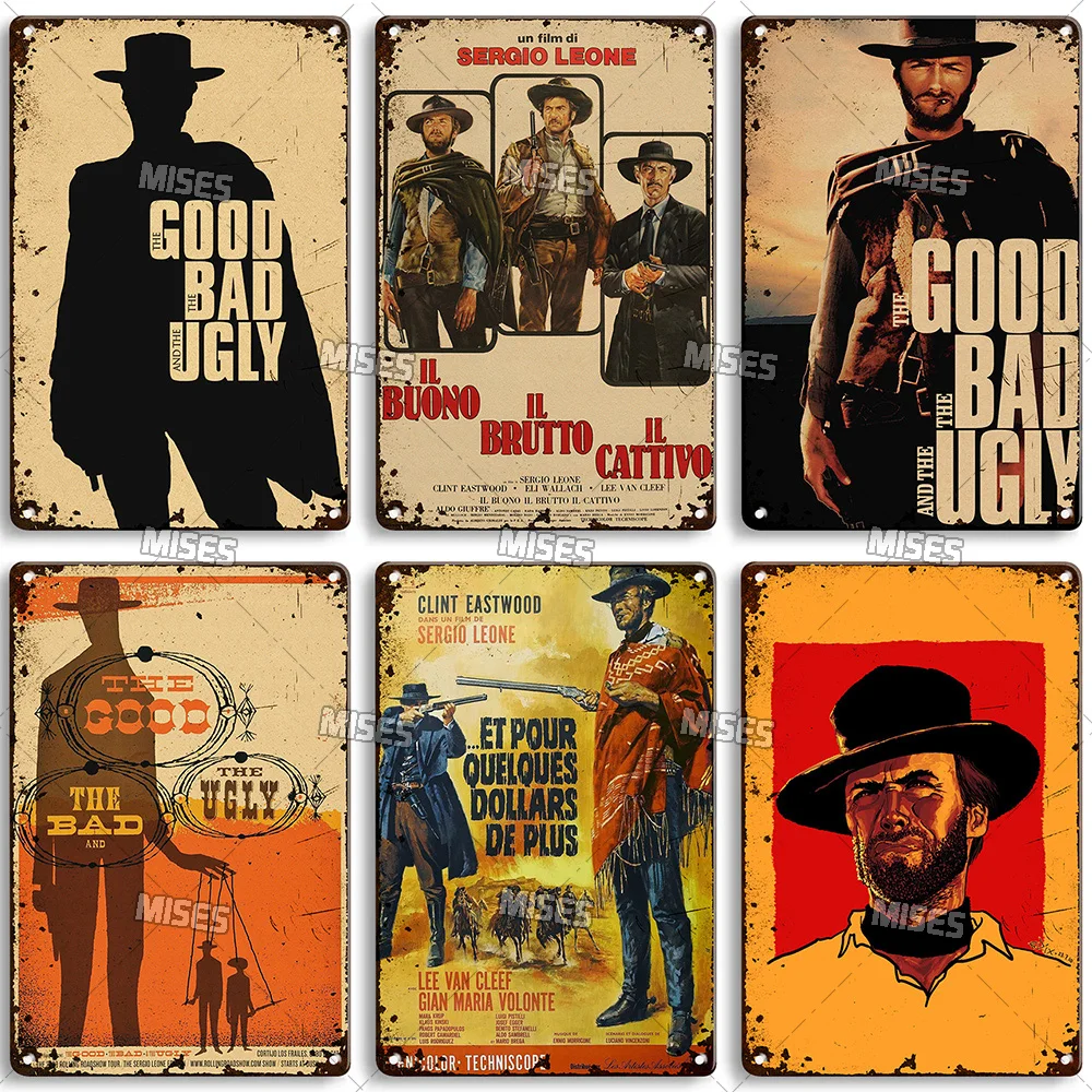 MISES  The Good, The Bad And The Ugly Metal Plaque Retro Metal Tin Sign Home Cafe Bar Metal Poster Industrial Decor Wall Plate