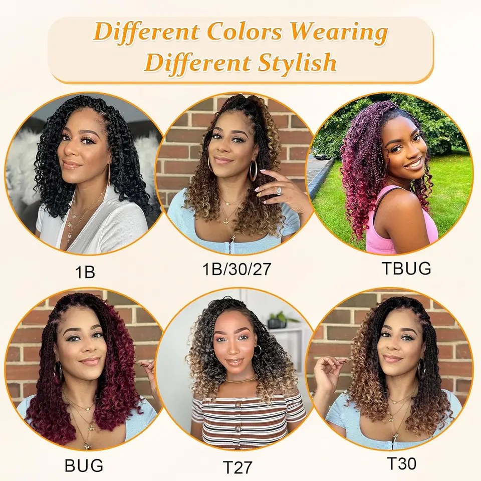 Trenzas Crochet Goddess Box de 10 Pulgadas Sintéticas con Puntas Rizadas Paquete de 1 5